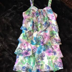 LN Justice Butterfly & Sparkle tiered dress Sz 10